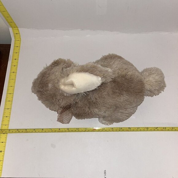 Dan Dee Bunny Rabbit Beige & Cream Stuffed Plush Animal Toy 14” Polka Dot Bow - Picture 11 of 12